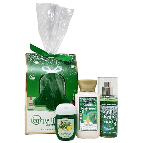 Bath and Body Works VANILLA BEAN NOEL Tree Mini Gift Set 3-pc Travel Size Beauty & Personal Care Bath & Body Works
