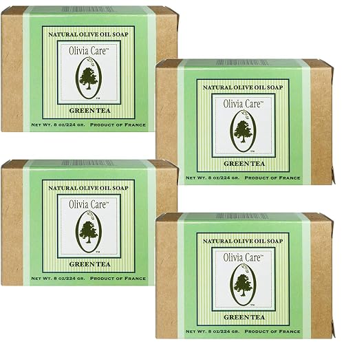 Olivia Care Premium Green Tea Bath & Body Bar Soap | Organic, Vegan & Natural | Olive Oil | Repairs, Hydrates, Moisturizes & Deep Cleans | Good Beauty & Personal Care Olivia Care
