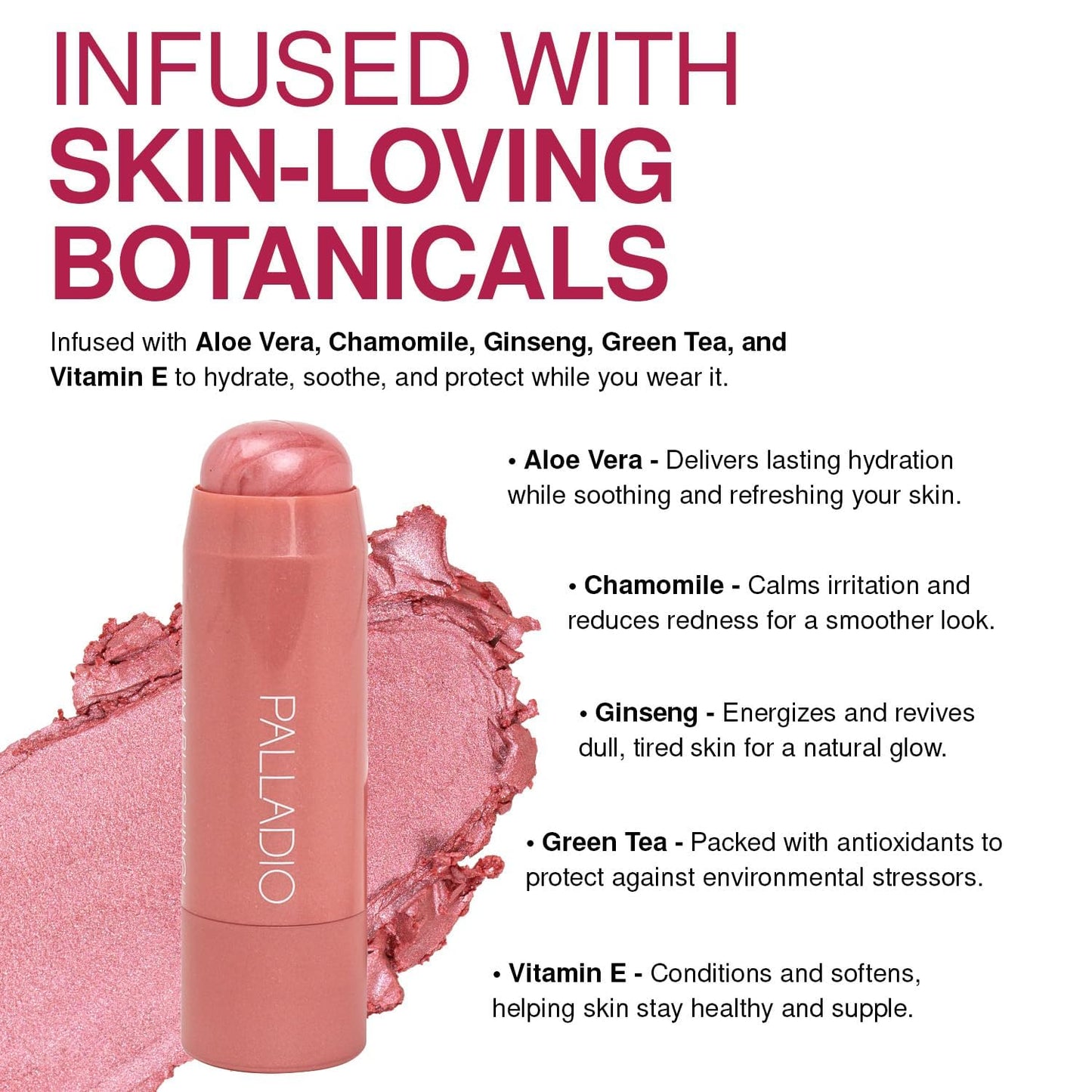 Palladio I'm Blushing 2-in-1 Cheek and Lip Tint, Buildable Lightweight Cream Blush, Sheer Multi Stick Hydrating formula, All day wear, Easy Beauty & Personal Care Palladio