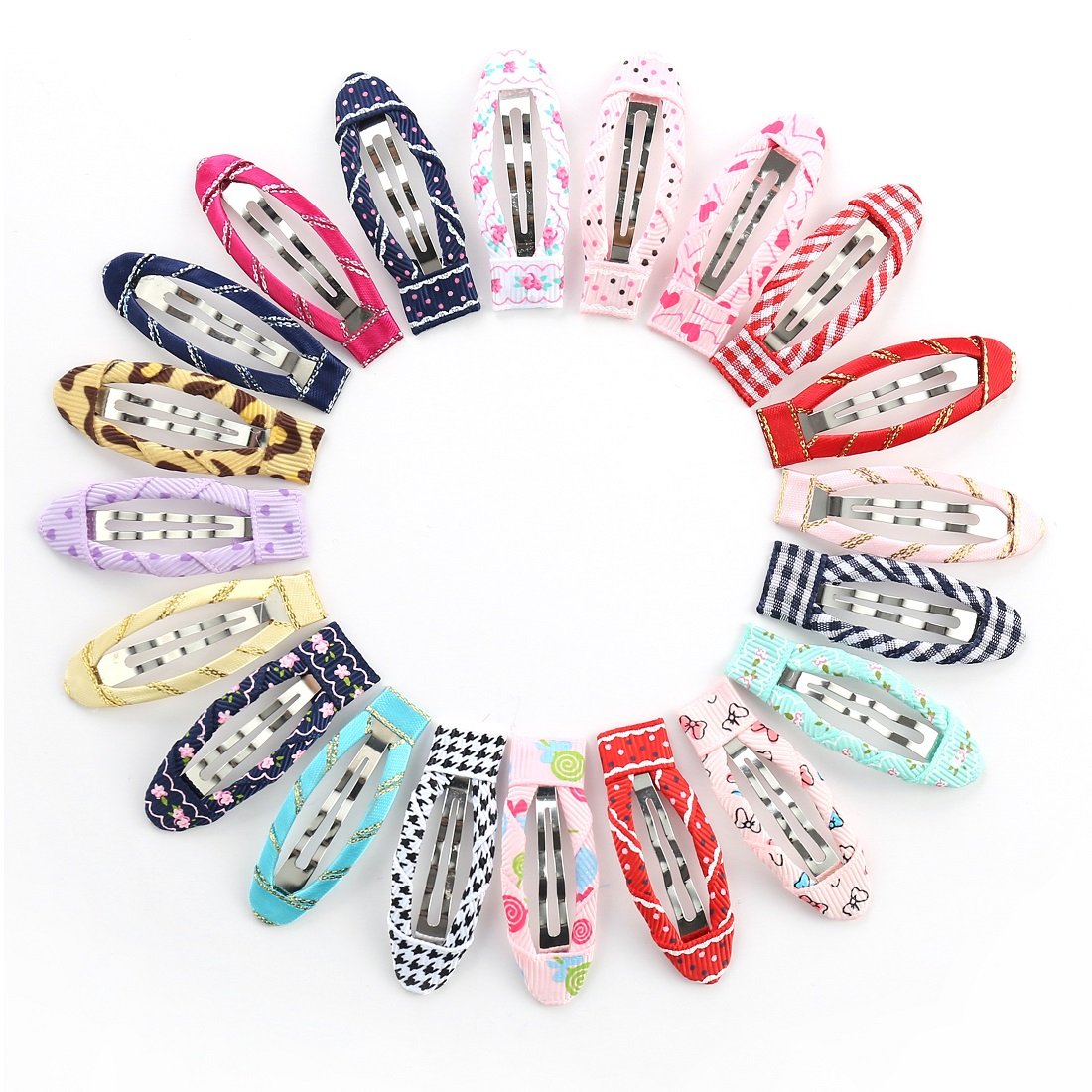 20pcs/pack 2 Inch No Slip Snap Hair Clips Ribbon Wrapped Barrettes for Girls Toddlers Kids Women Accessories(20Pcs) Beauty & Personal Care Liasun