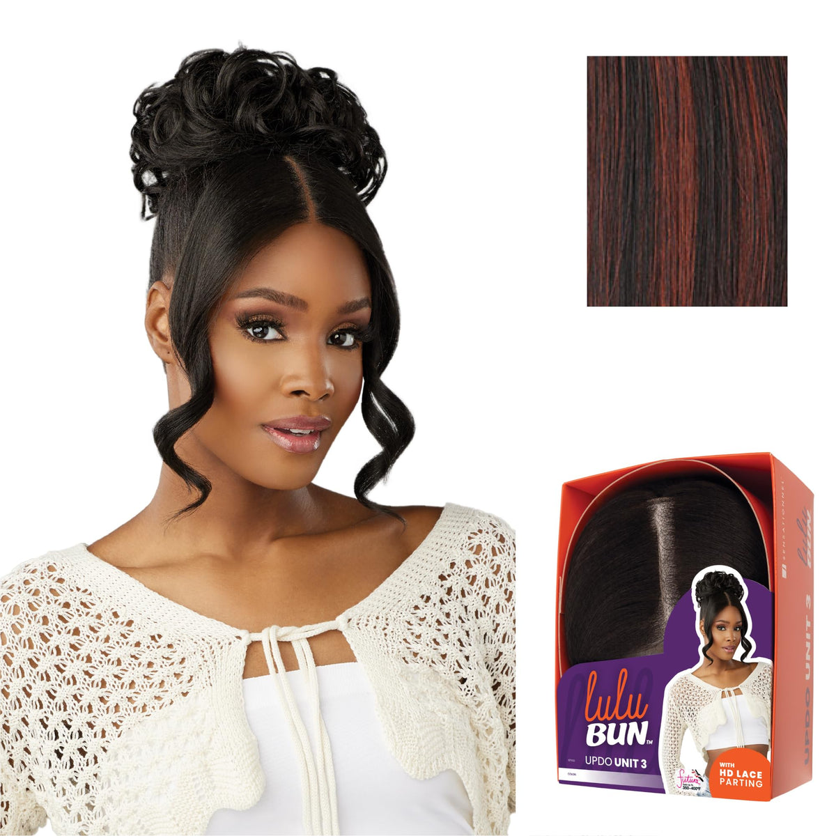 Sensationnel Lulu Bun Updo Hairextensions-Unit 3,F1B/350