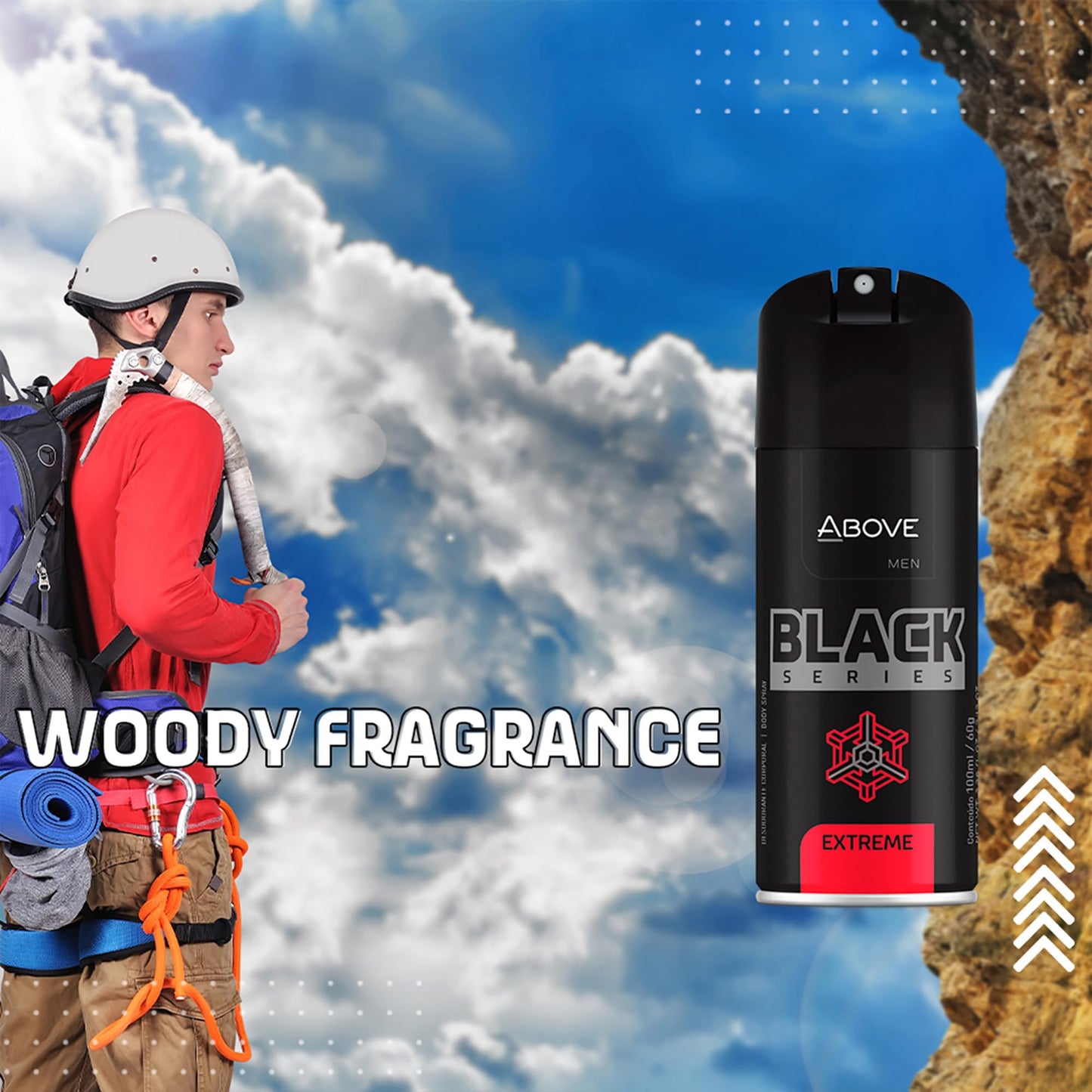 ABOVE Black Series Body Spray, Extreme, 2.12 oz - Deodorant - Woody Fragrance - Masks Perspiration Odors - Long-Lasting Dry Spray - Cruelty-Free Beauty and Personal Care ABOVE