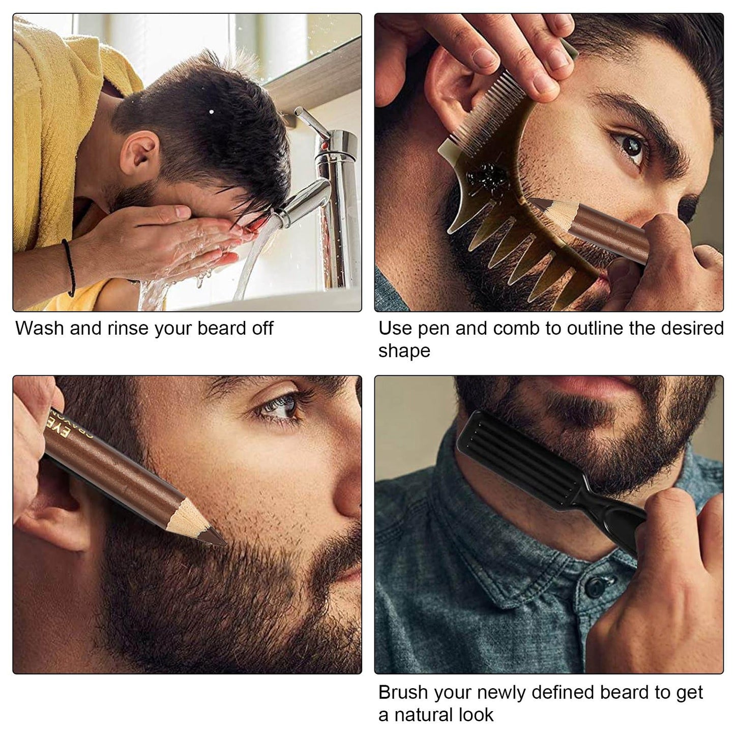 ANGGREK Beard Lineup Pen, White Hairline Pen Professional Beard Pencil Filler Household Beard Pencil Liner Shaping Styling Tool(Light Brown) Beauty and Personal Care ANGGREK