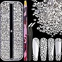 6 Sizes Transparent White Silver Glass Crystal Kit with Pickup Pen + Tweezer Tools for Shine Nail Art Manicure Makeup DIY Decoration Flatback Round Beauty & Personal Care BELLEBOOST