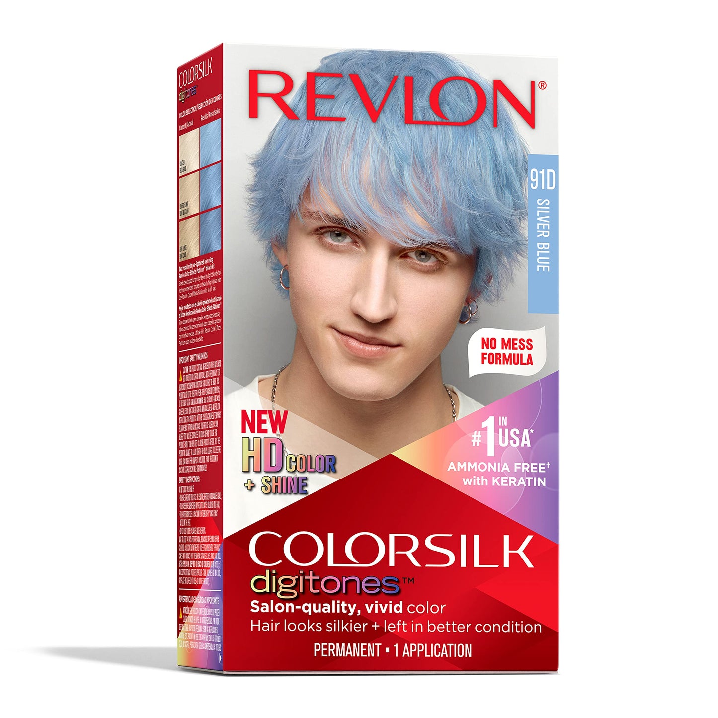 Revlon ColorSilk Digitones Permanent Hair Color with Keratin, 91D Silver Blue, 1 Count Beauty & Personal Care REVLON