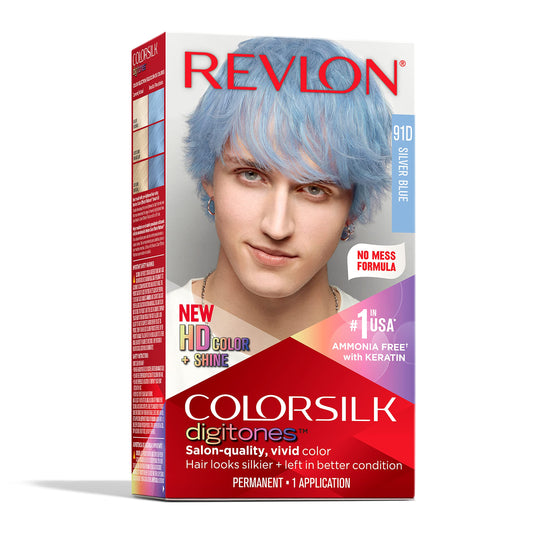 Revlon ColorSilk Digitones Permanent Hair Color with Keratin, 91D Silver Blue, 1 Count Beauty & Personal Care REVLON