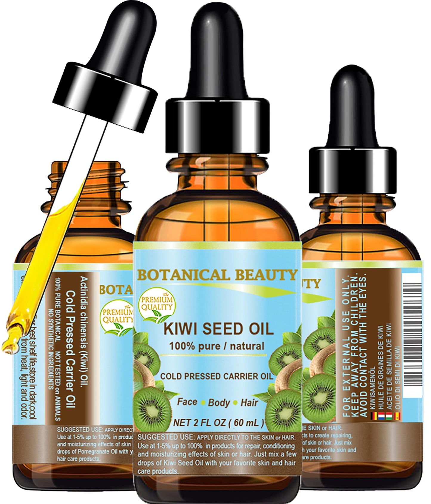 Botanical Beauty KIWI SEED OIL. 100% Pure Natural Undiluted Virgin Cold Pressed Carrier Oil for Face, Skin, Body, Hair, Nail Care (2 Fl Oz) Beauty & Personal Care Botanical Beauty