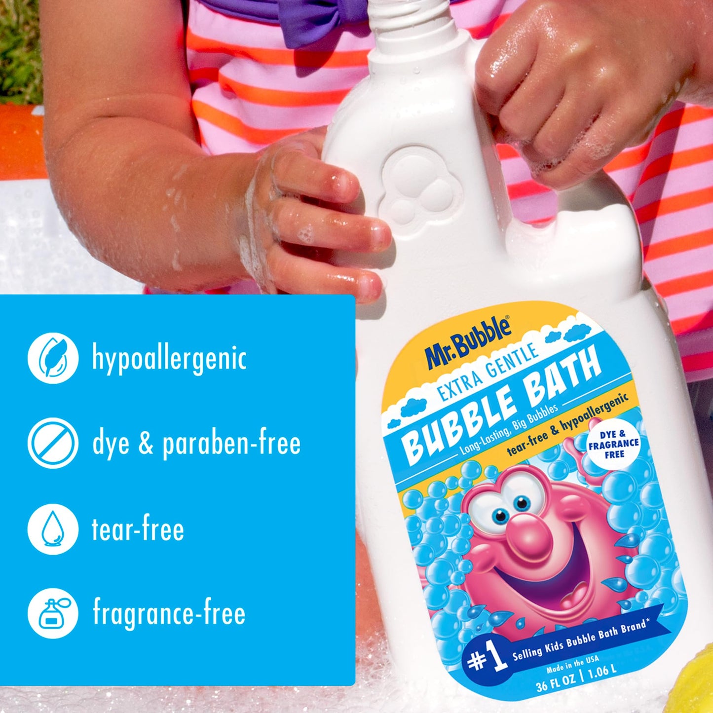 Mr. Bubble Extra Gentle Bubble Bath - Hypoallergenic, Tear Free Bubble Bath Solution Perfect for Sensitive Skin (Pack of 2 Bottles, 36 fl oz Each) Beauty & Personal Care Mr. Bubble