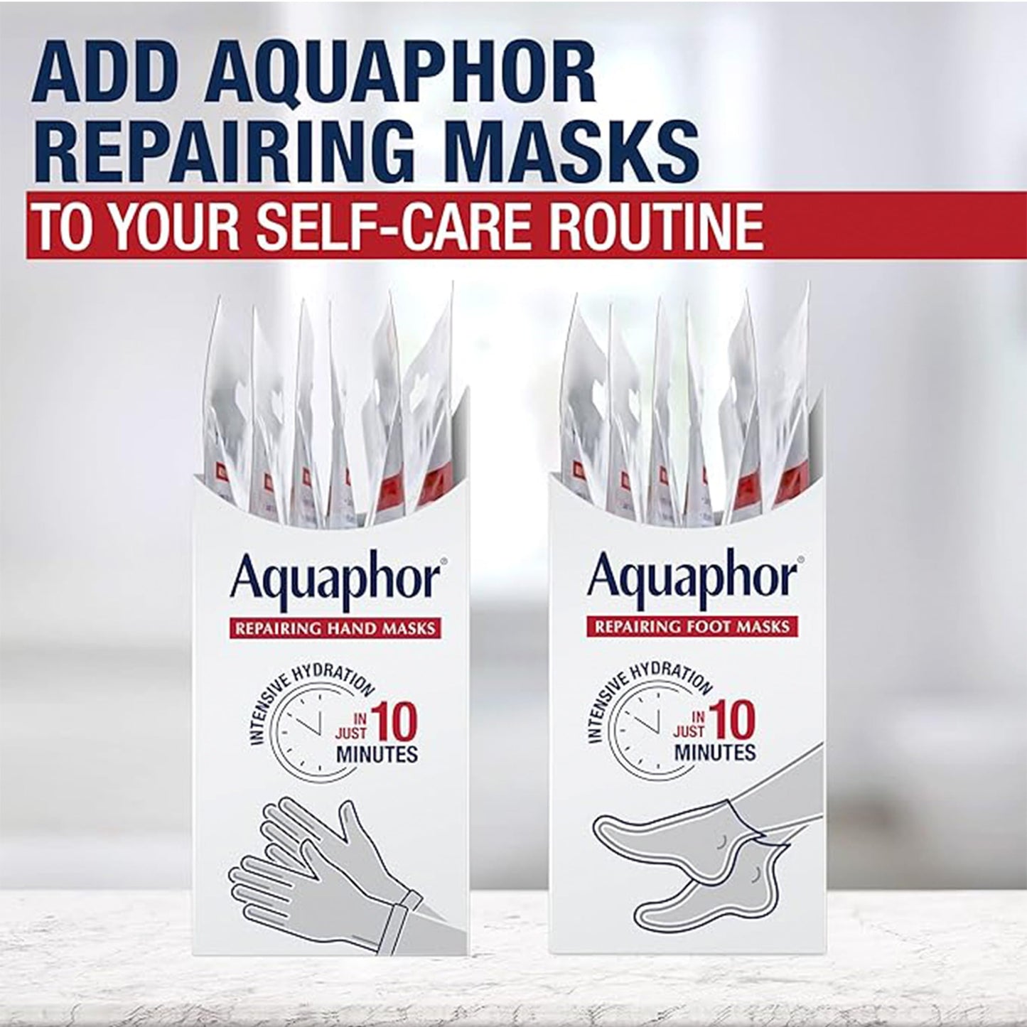 Aquaphor Repairing Hand and Foot Masks Set with Avocado Oil and Shea Butter, Manicure and Pedicure Supplies and At Home Spa Gifts, For Dry Hands Beauty and Personal Care Aquaphor