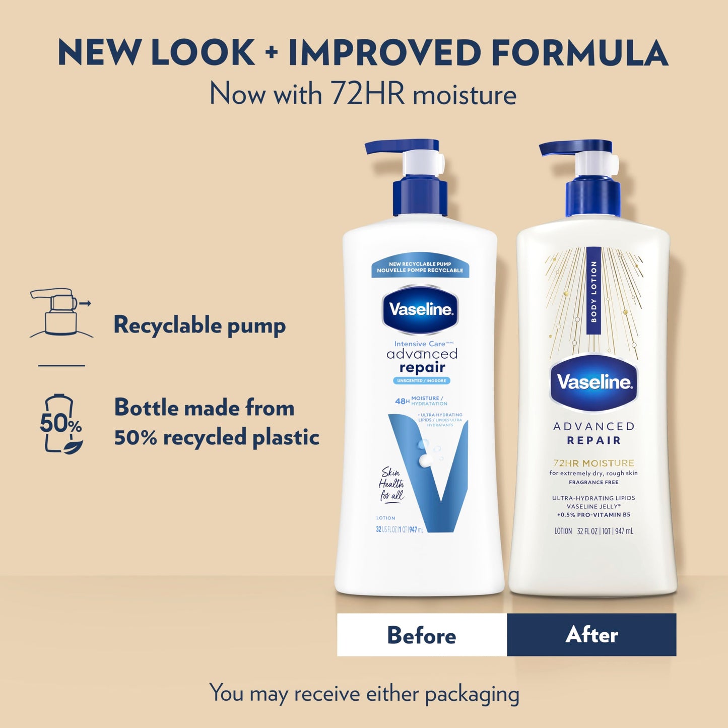 Vaseline Intensive Care Body Lotion Advanced Repair Unscented for Dry Skin Lotion Made with Ultra-Hydrating Lipids + Vaseline Jelly to Repair Beauty & Personal Care Vaseline
