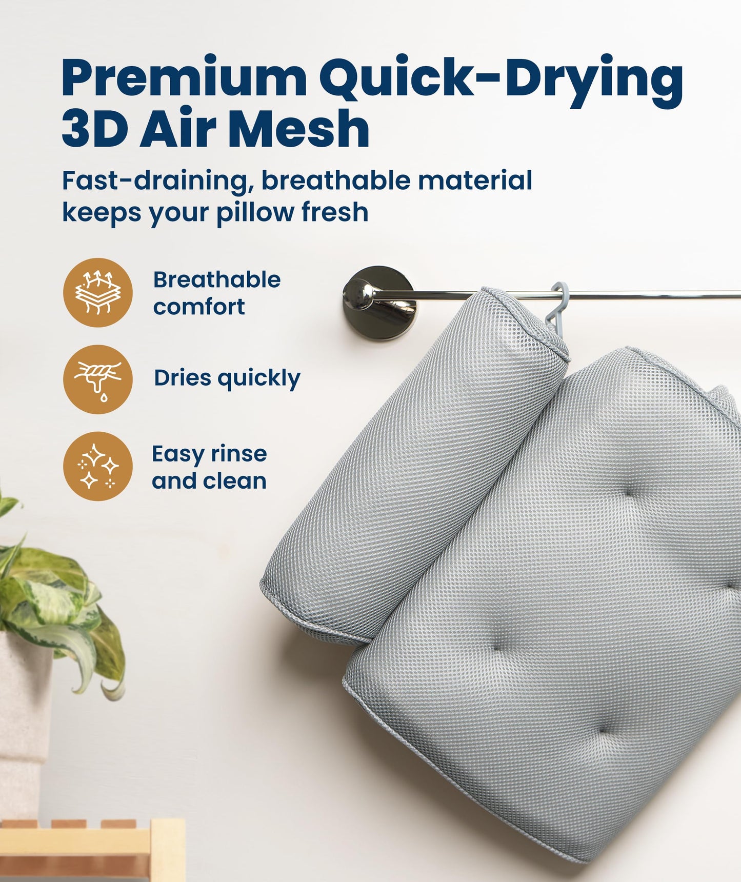 Everlasting Comfort Luxury Bath Pillows for Tub with Head and Neck Support - Non-Slip Bathtub Pillow with Suction Cups, Quick-Drying Mesh & Drying Beauty and Personal Care Everlasting Comfort