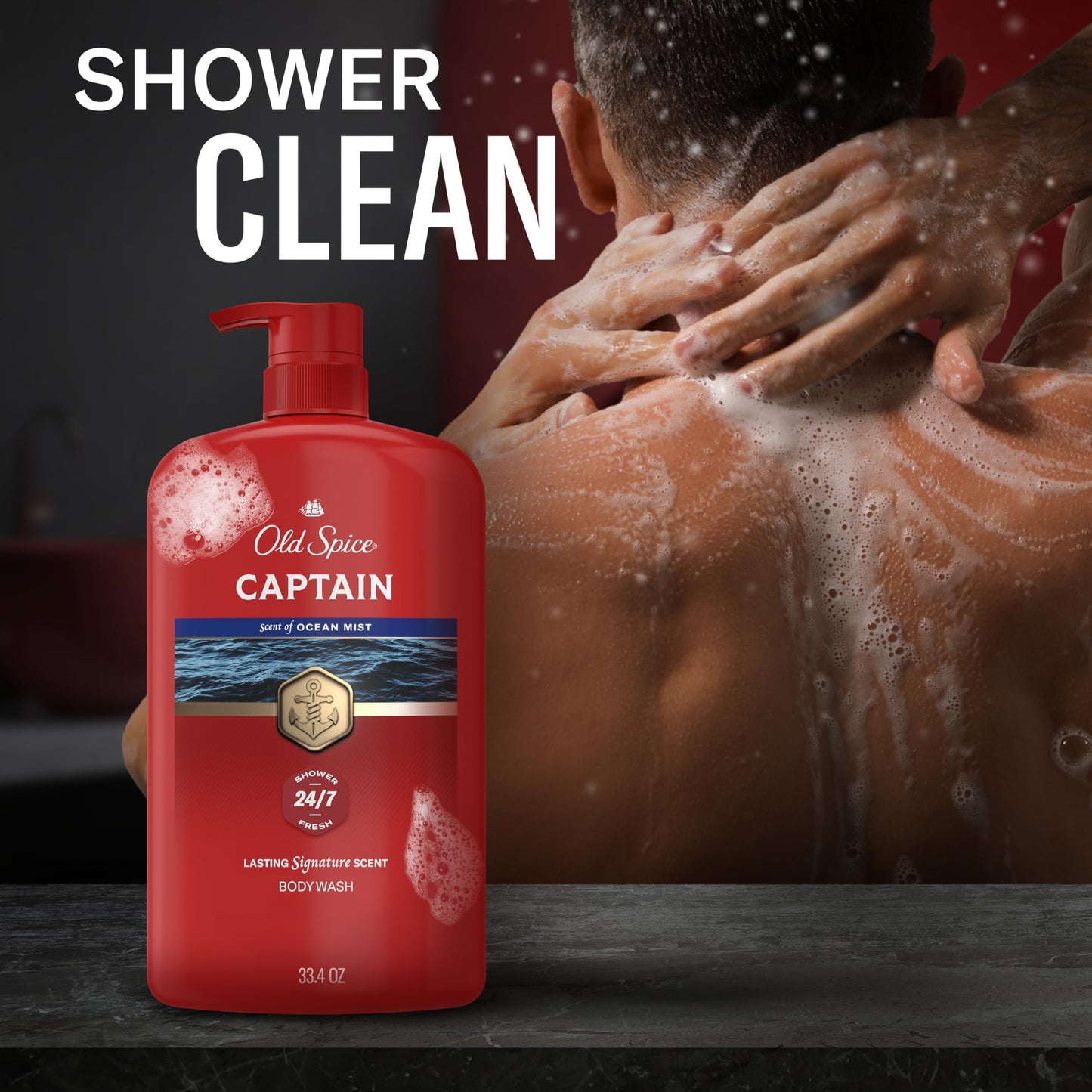 Old Spice Refreshing Body Wash for Men, 3X Defense, 24/7 Shower Fresh with Long Lasting Scent, Red Collection, Captain with Bergamot Scent, 33.4 oz Beauty & Personal Care Old Spice