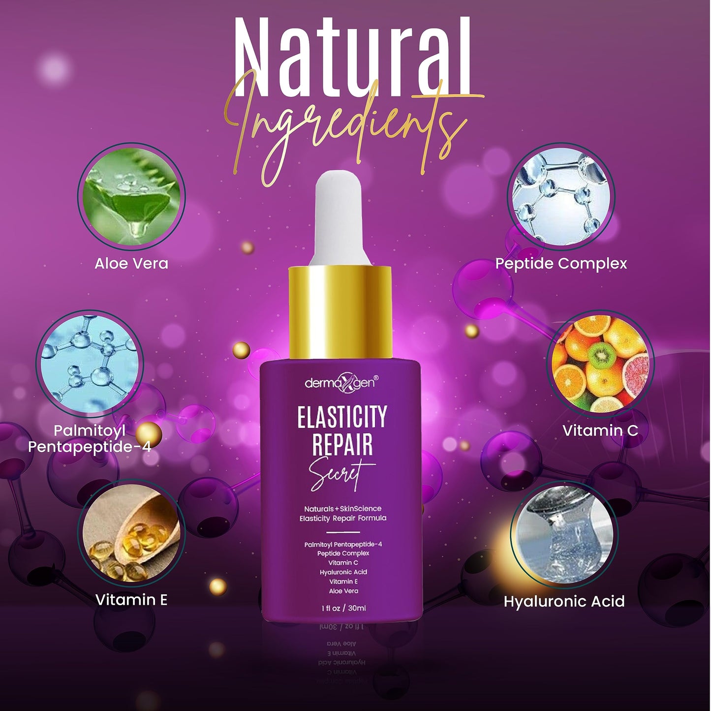 DERMAXGEN Elasticity Repair Serum, MATRIXYL 3000 - PURE ORGANIC Powerful Triple Combination Serum/Anti-Aging, Facial AGED Wrinkles Serum (1 FL OZ) Beauty & Personal Care DERMAXGEN