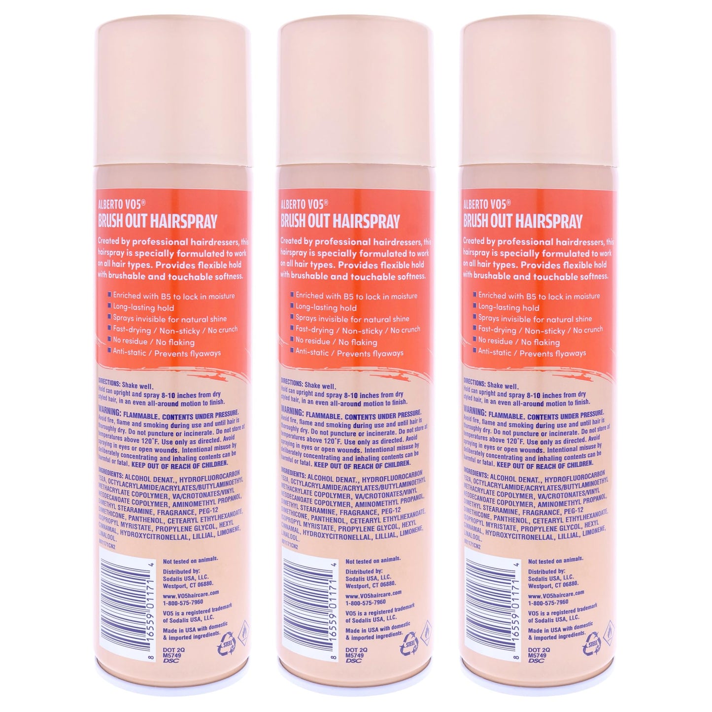 Alberto VO5 Crystal Clear Brush Out Hair Spray for Unisex - 8.5 oz Hair Spray - Pack of 3 Beauty & Personal Care VO5