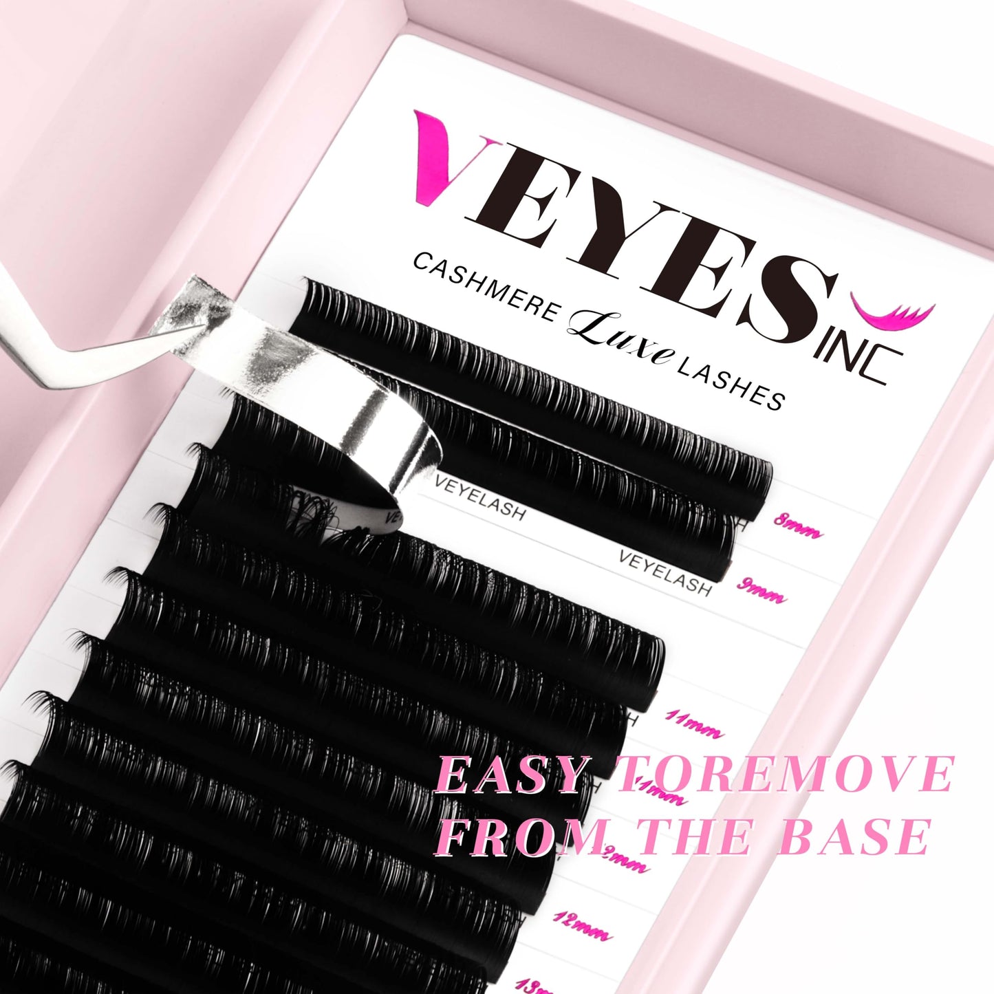 VEYES INC Cashmere Luxe Lashes - Tapered Tips Volume Lash Extension Trays B/C/CC/D/M/J Curl, 0.03-0.05, 8-17mm | Matte Black Professional Eyelash Beauty and Personal Care VEYES INC