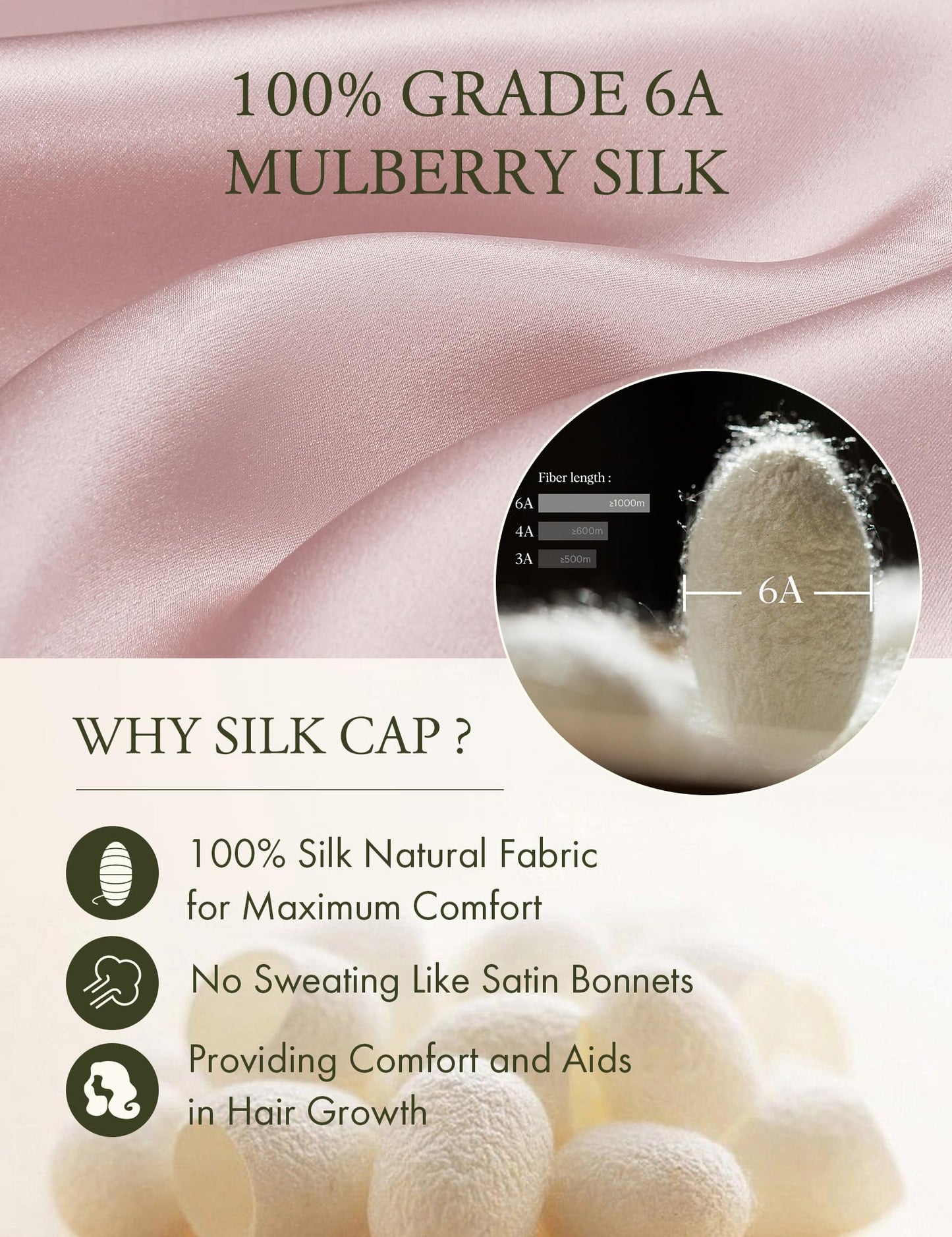 LilySilk Extra Long Silk Bonnet Sleep Cap for Women Soft Adjustable Hair Bonnet for Braids,Curly,Long Hair- Soft Elastic Band, Rosy Pink Beauty and Personal Care LilySilk