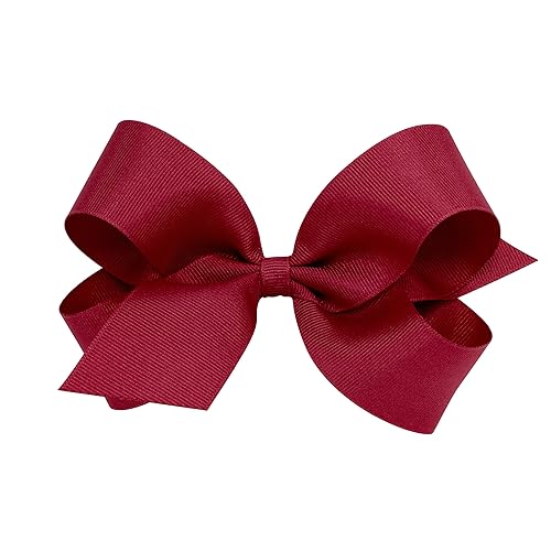 Wee Ones Girls' Plain Wrap Classic Grosgrain Hair Bows on a WeeStay No-Slip Hair Clip, Handmade, Large, Cranberry Beauty & Personal Care Wee Ones