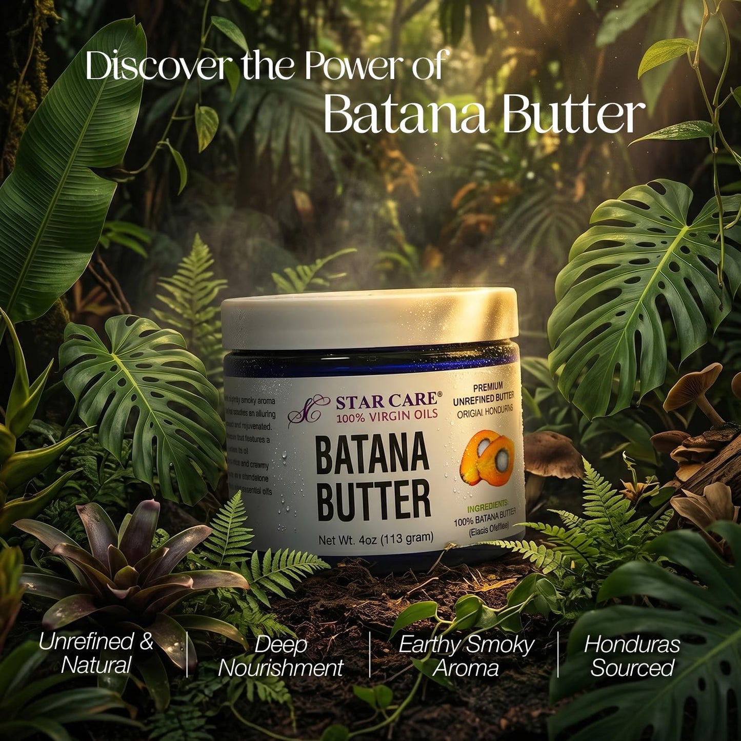 STAR CARE 100% Virgin Batana Butter 4oz/113g Unrefined Pure Hair Skin Moisturizer Deep Hydration for Dry Damaged Curly Hair Natural Scalp & Body Beauty & Personal Care STAR CARE