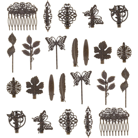 Lawie 24 Pack Vintage Retro Boho Decorative Metal Hair Clips Barrettes Butterfly Flower Leaf Feather Duckbill Alligator Hairpins Bobby Pins Comb Beauty & Personal Care Lawie