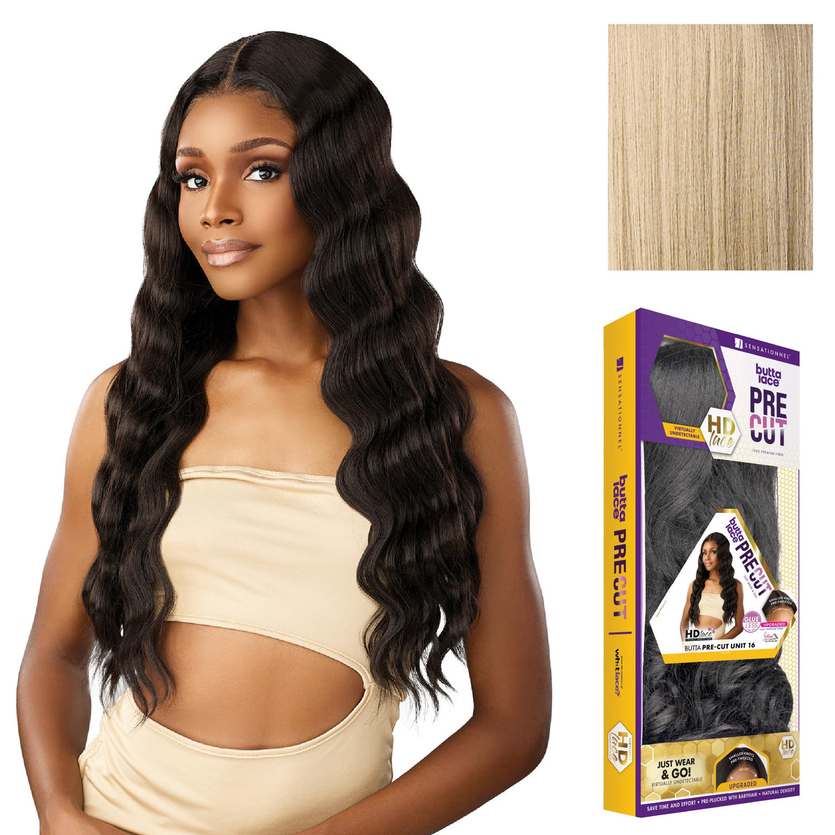 Sensationnel Butta Lace Precut Wig-Unit 16, BEIGEBLONDE
