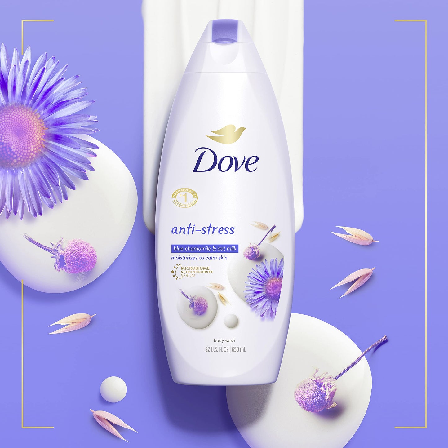 Dove Moisturizing Body Wash Sulphate Free Body Wash Moisturizes to Calm Skin Anti-Stress Body Cleanser with Blue Chamomile and oat milk scent 22 oz Beauty & Personal Care Dove