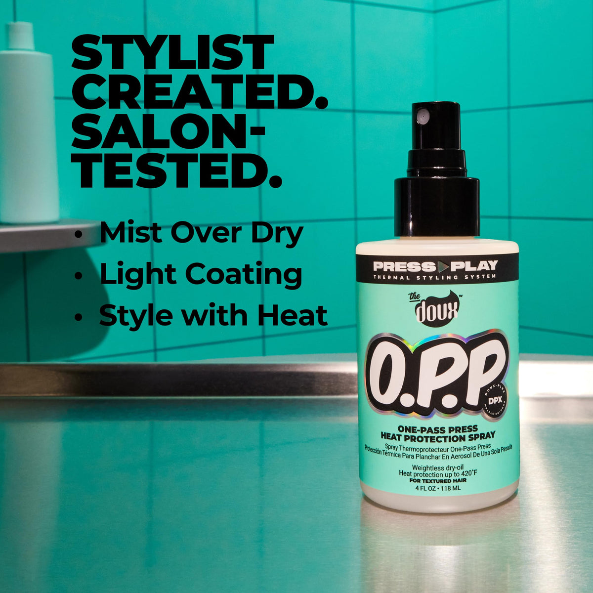 The Doux O.P.P. ONE?PASS PRESS Heat Protection Spray for Hair - Thermal Protector with Jojoba Oil, Aloe & Pineapple - Anti?Frizz Straightening Spray Beauty & Personal Care The Doux