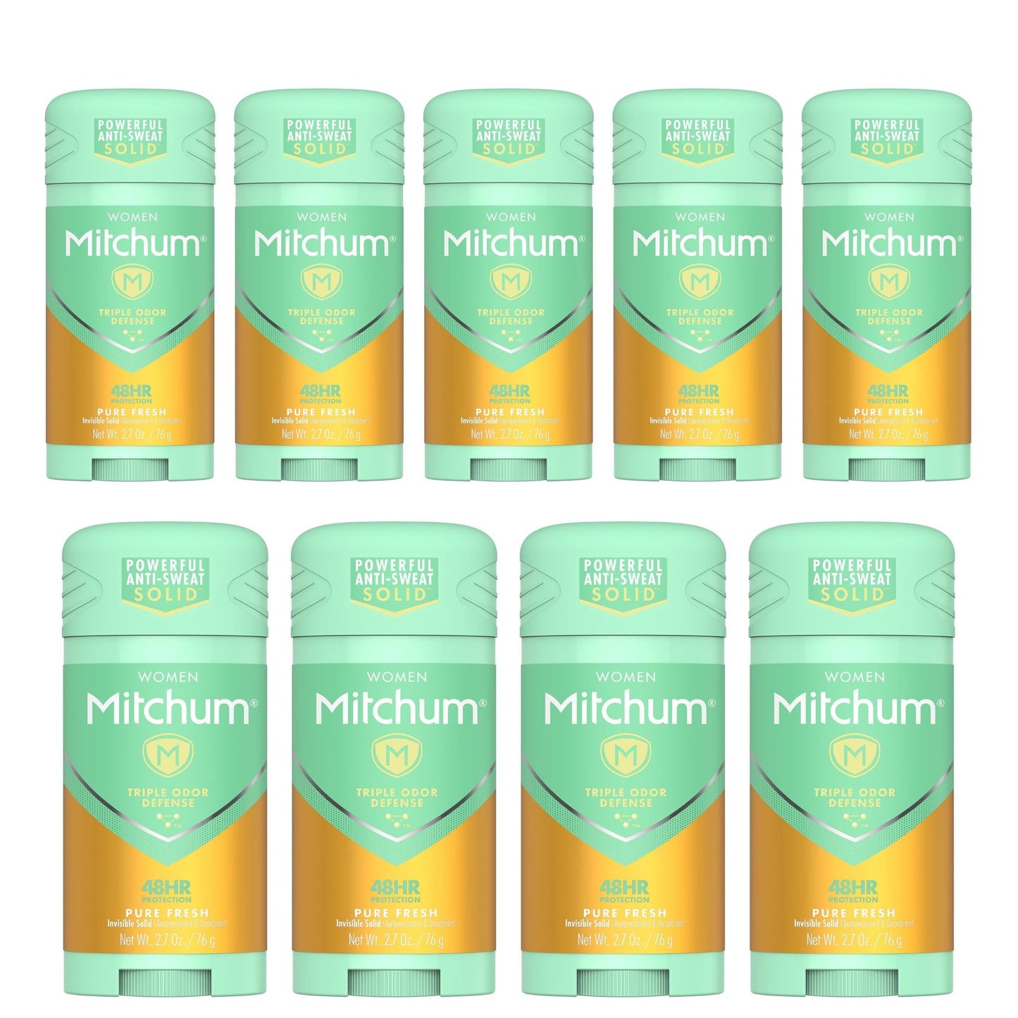 Mitchum Women Triple Odor Defense Invisible Solid 48HR Antiperspirant & Deodorant, Pure Fresh, 2.7 OZ - 9 Pack Beauty and Personal Care Mitchum