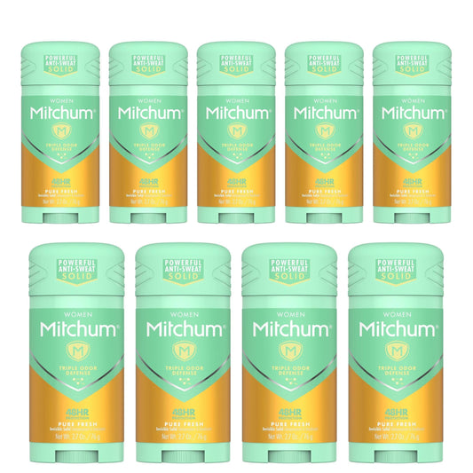 Mitchum Women Triple Odor Defense Invisible Solid 48HR Antiperspirant & Deodorant, Pure Fresh, 2.7 OZ - 9 Pack Beauty and Personal Care Mitchum