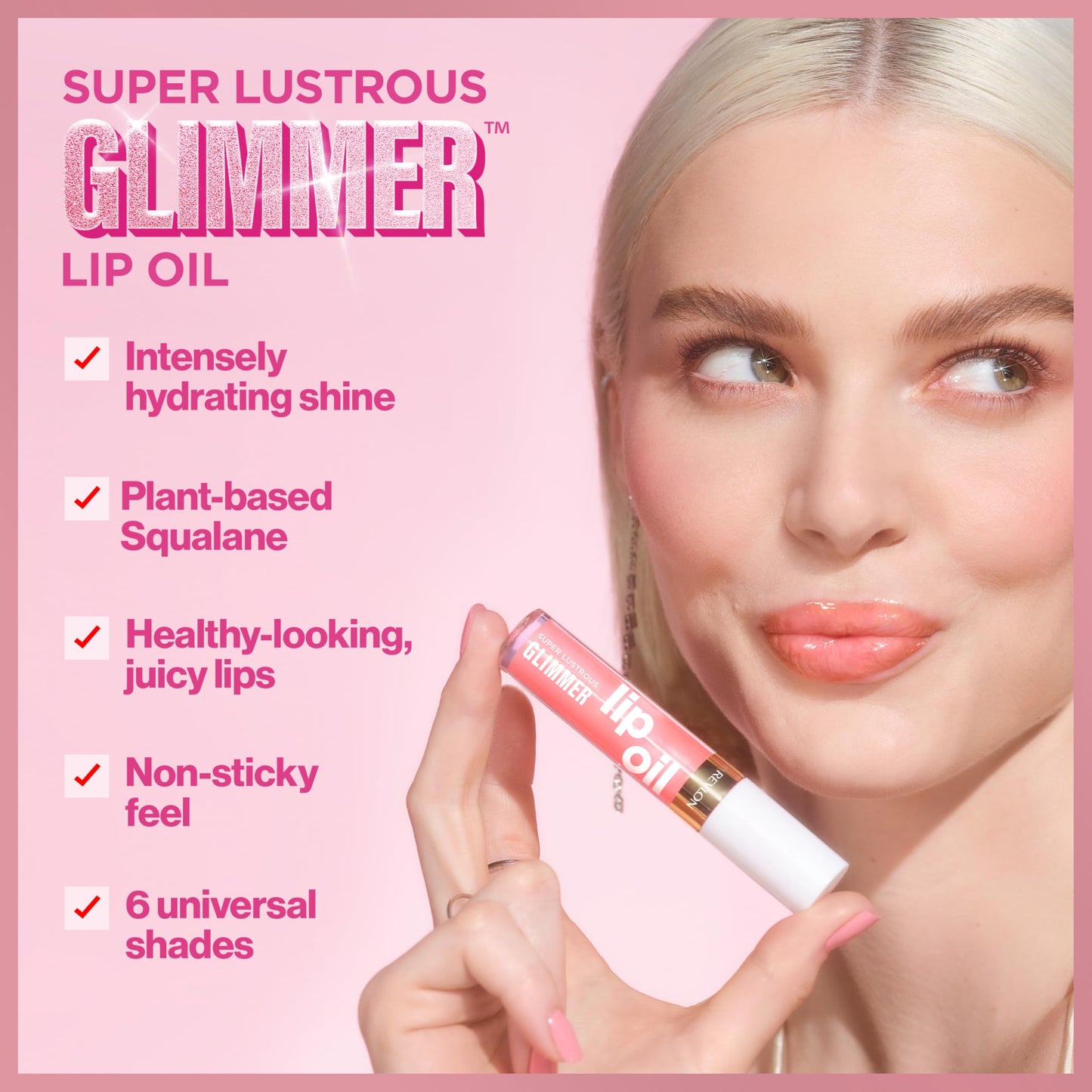 REVLON Super Lustrous Glimmer Lip Oil, Moisturizing & Tinted, Shiny Finish, Made with Plant-Based Squalane, 007 Posh Peach, 0.13 fl oz Beauty & Personal Care REVLON