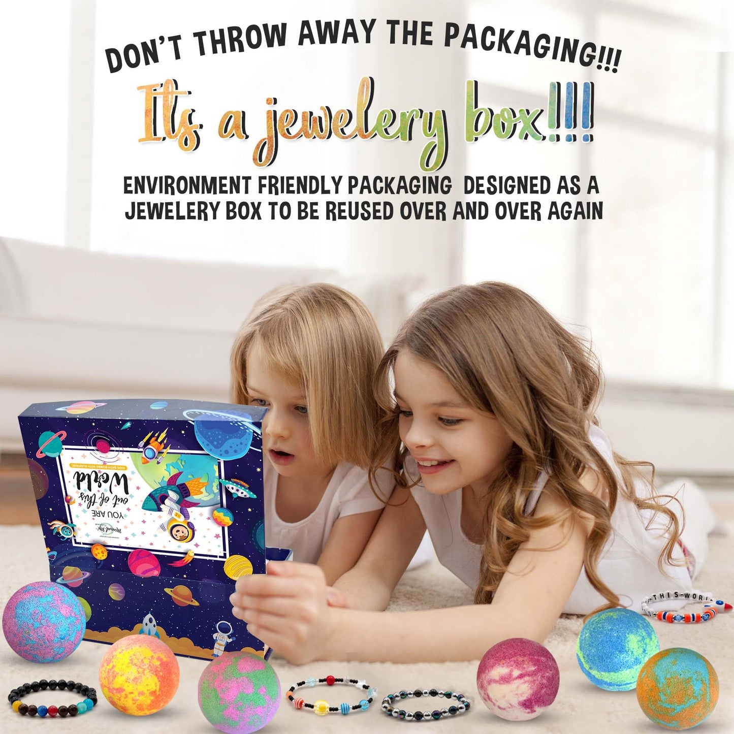 Bath Bombs for Kids with Surprise Inside, Bath Bombs with Surprise Jewelry & Jewelry Box - Organic, Skin Moisturizing, Natural Kids Space Galaxy Beauty and Personal Care Mineral Me California