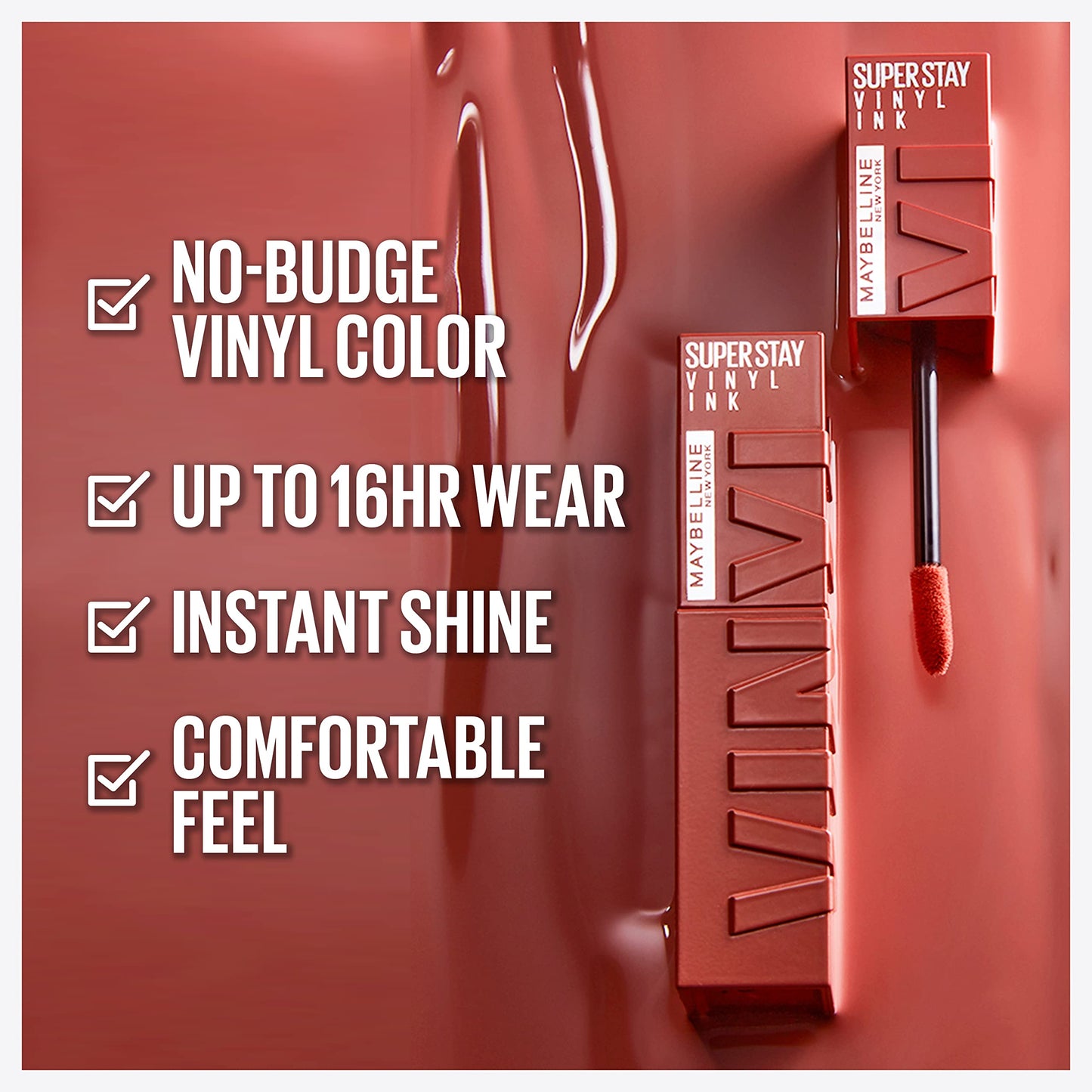 Maybelline Super Stay Vinyl Ink Longwear No-Budge Liquid Lipcolor Makeup, Highly Pigmented Color and Instant Shine, Extra, Red Lipstick, 0.14 fl oz, 1 Beauty & Personal Care MAYBELLINE