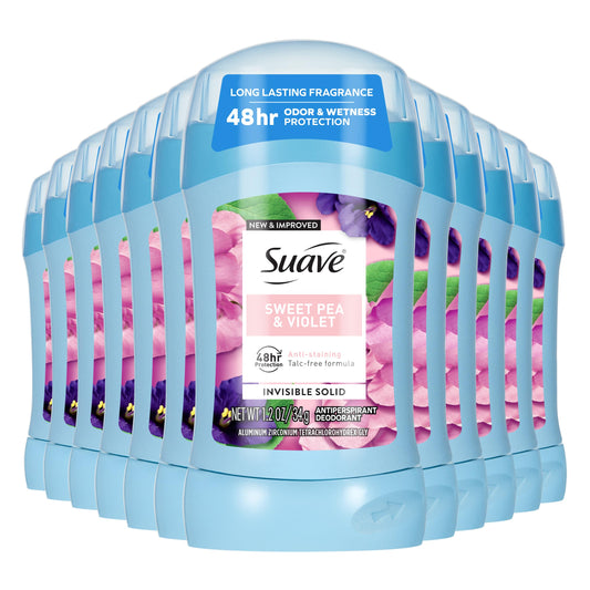 Suave Antiperspirant Deodorant For Women, Invisible, Underarm Deodorant, 48hr Odor & Wetness Protection, Sweet Pea & Violet Fragrance, Sensitive Skin Beauty and Personal Care Suave