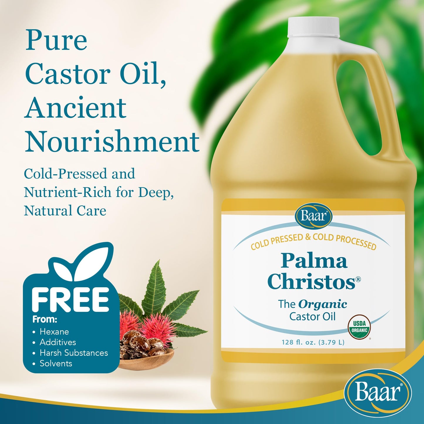 Baar Organic Castor Oil for Eyelash, Eyebrow and Hair Renewal, Skin Repair and Protection, Detox & Cleansing and Relief for Sore Muscles and Stiff Beauty & Personal Care Baar