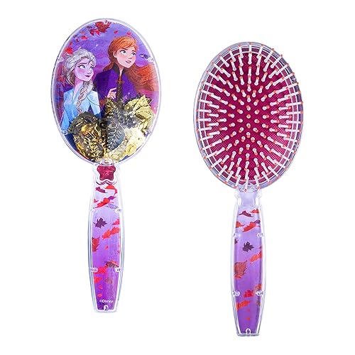 Disney Frozen Hair Brush with Magical Sparkling Leaves Confetti featuring Anna and Elsa for Girls, Purple - Kids Ages 3+ Beauty & Personal Care LUV HER