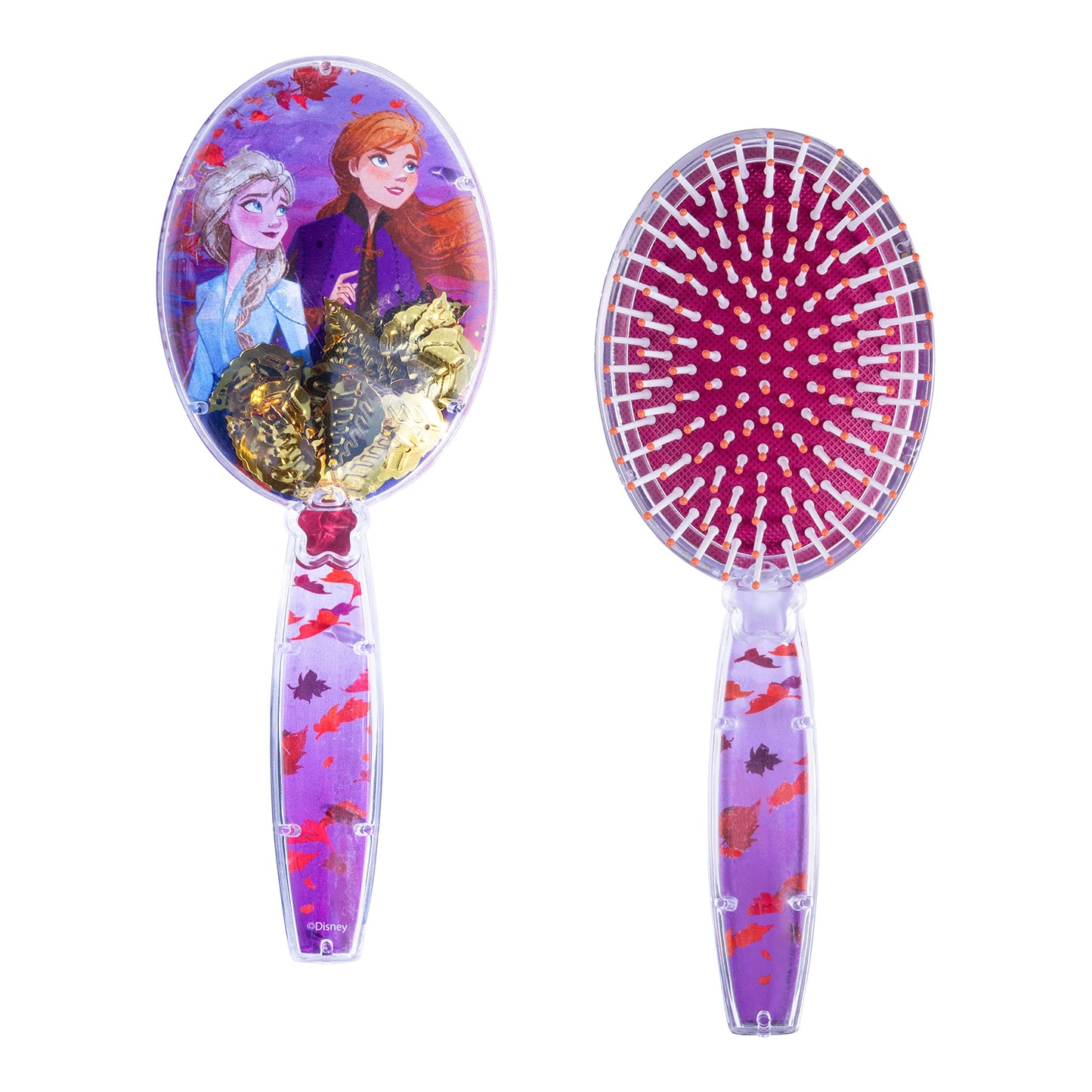 Disney Frozen Hair Brush with Magical Sparkling Leaves Confetti featuring Anna and Elsa for Girls, Purple - Kids Ages 3+ Beauty & Personal Care LUV HER