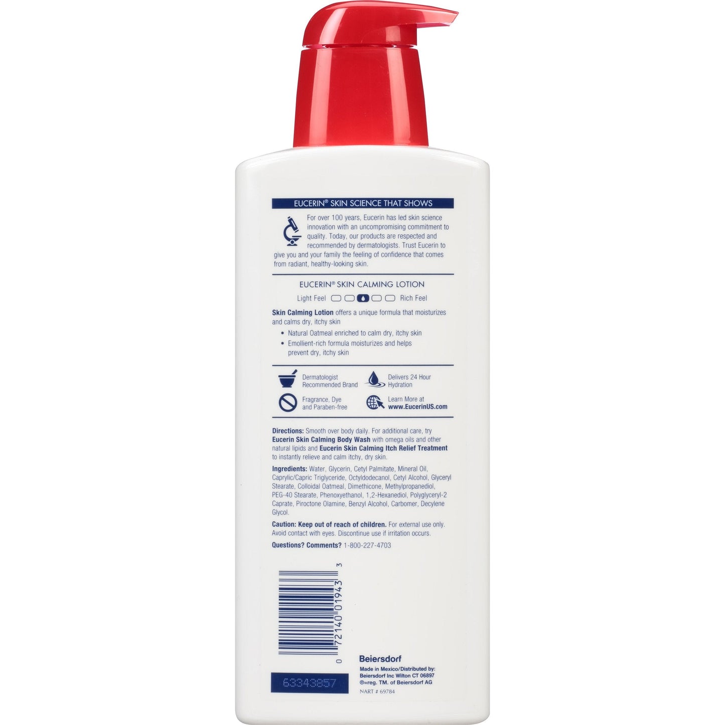Eucerin Skin Calming Lotion - Full Body Lotion for Dry, Itchy Skin, Natural Oatmeal Enriched - 16.9 fl. oz Pump Bottle Beauty & Personal Care Eucerin