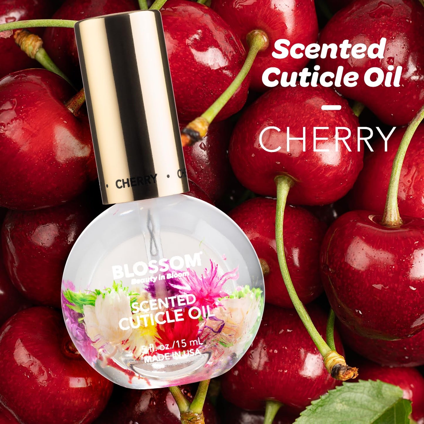 Blossom Cuticle Oil for Nails, Hydrating, Moisturizing, Scented Nail Oil Cuticle Care, Infused with Real Flowers, Made in USA, 0.5 fl. oz, Cherry Beauty & Personal Care Blossom