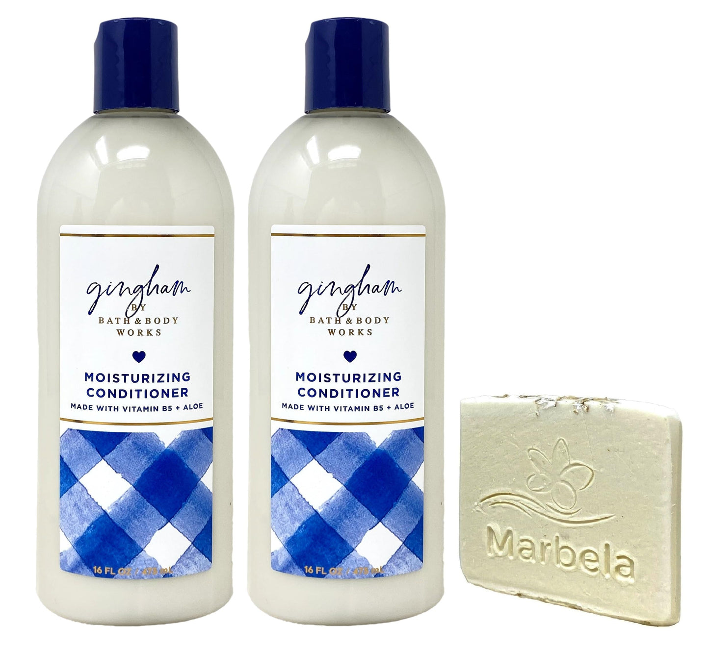 Bath & Body Works Gingham 2 Pack Moisturizing Conditioner Bundle with a Natural Oats Sample Soap Beauty & Personal Care Bath & Body Works