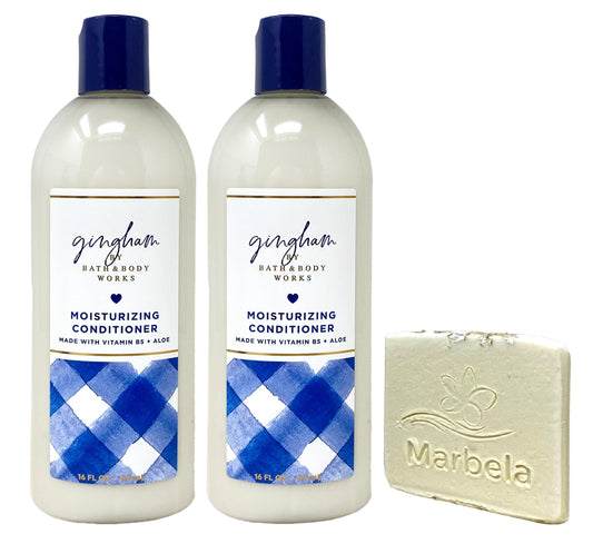 Bath & Body Works Gingham 2 Pack Moisturizing Conditioner Bundle with a Natural Oats Sample Soap Beauty & Personal Care Bath & Body Works