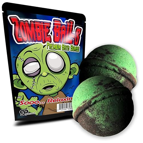 Zombie Balls Bath Bombs - Fun Zombie Design - Cool Bath Bombs for Teens - Cute XL Bath Fizzers, Green and Black, Handcrafted in The USA Beauty & Personal Care Gears Out