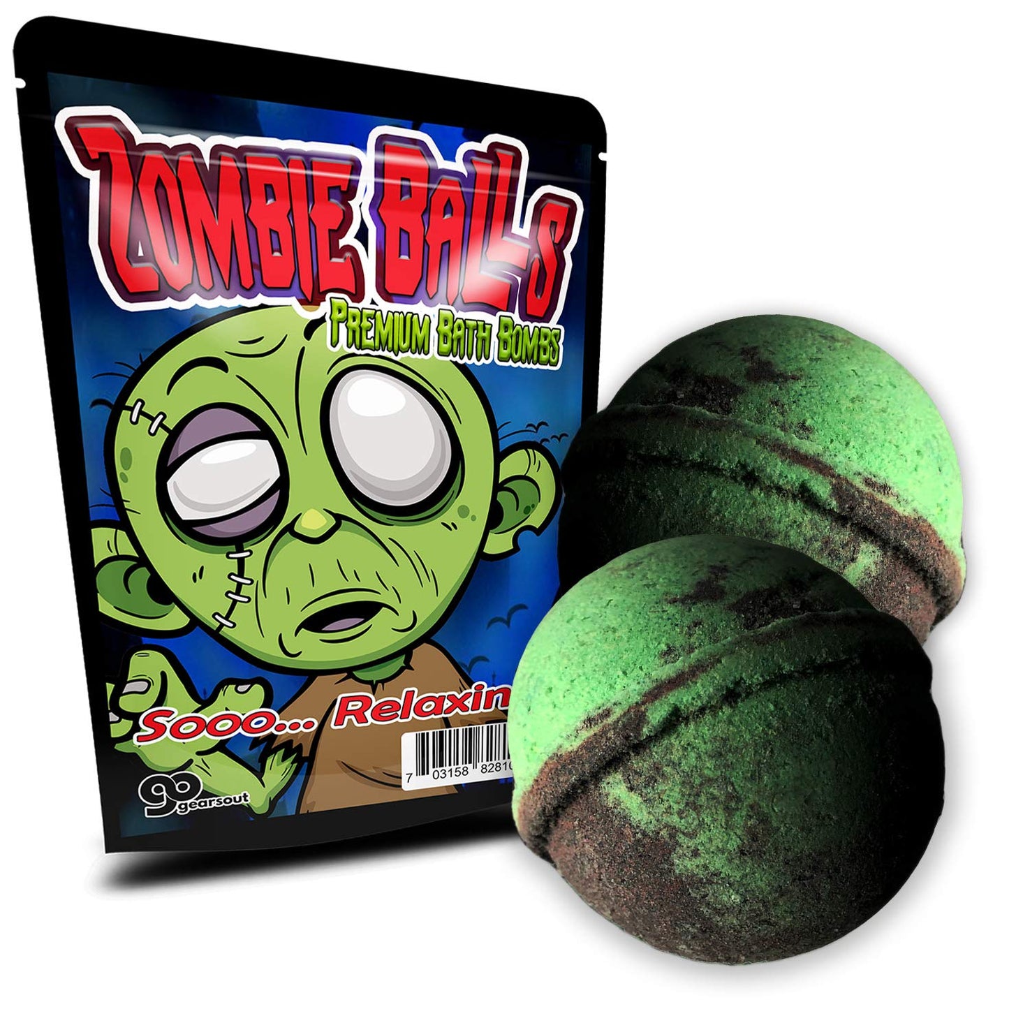 Zombie Balls Bath Bombs - Fun Zombie Design - Cool Bath Bombs for Teens - Cute XL Bath Fizzers, Green and Black, Handcrafted in The USA Beauty & Personal Care Gears Out
