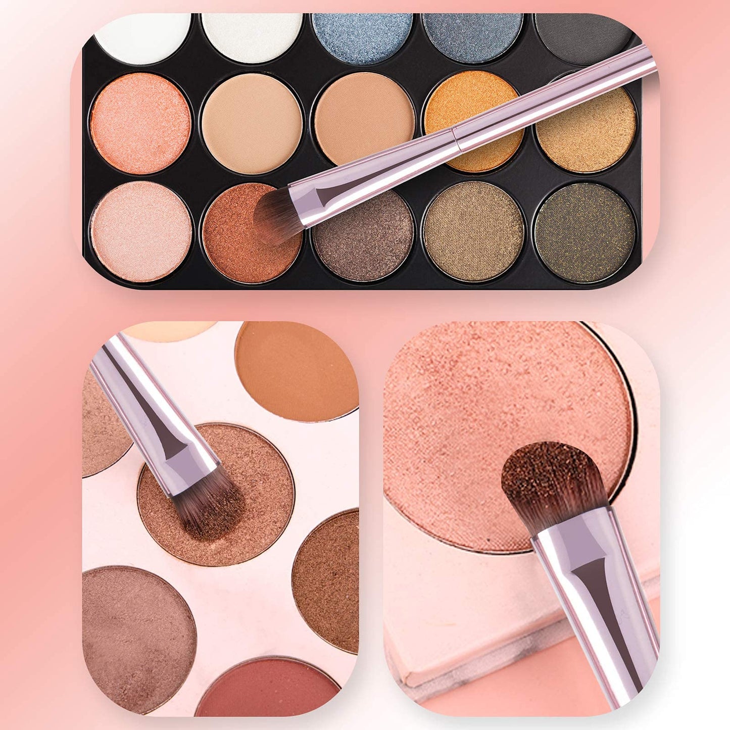 GUIGUDESN 5Pcs Pink Eyeshadow Brush Set, Premium Synthetic Bristles, Aluminum Handles, Angled, Rounded, For Eyeshadow, Eyebrow, Eyeliner Beauty & Personal Care GUIGUDESN