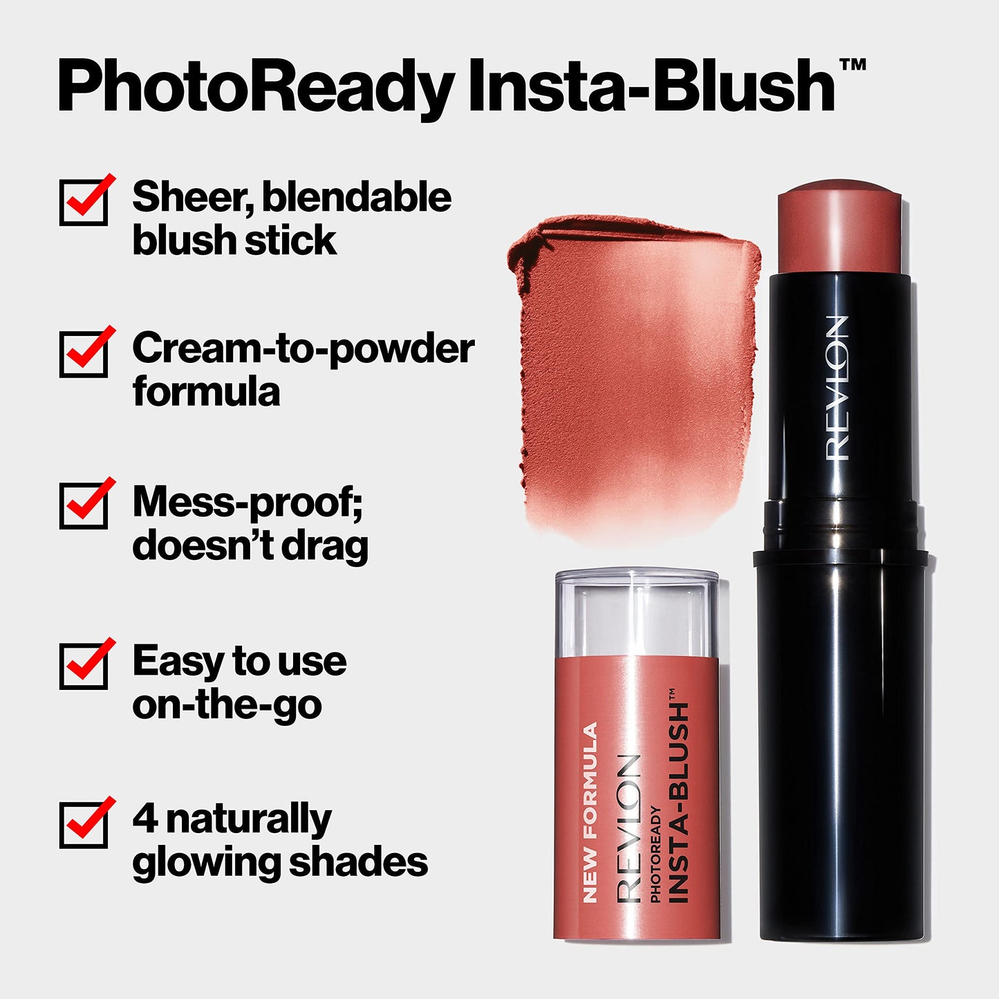 Revlon Blush Stick, PhotoReady Insta-Blush Face Makeup with Cream to Powder Formula, High Impact Color, Moisturizing Creamy Formula, 330 Nude Kiss Beauty & Personal Care REVLON