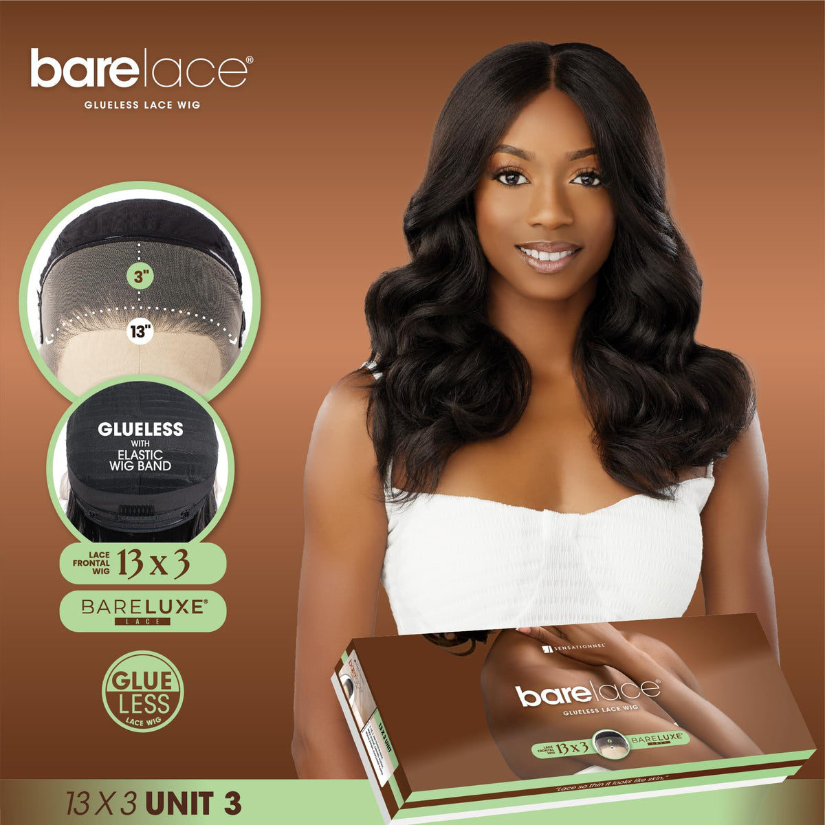 Sensationnel Bare Lace 13x3 Lacewig-Unit 3, BALAYAGECARAMEL