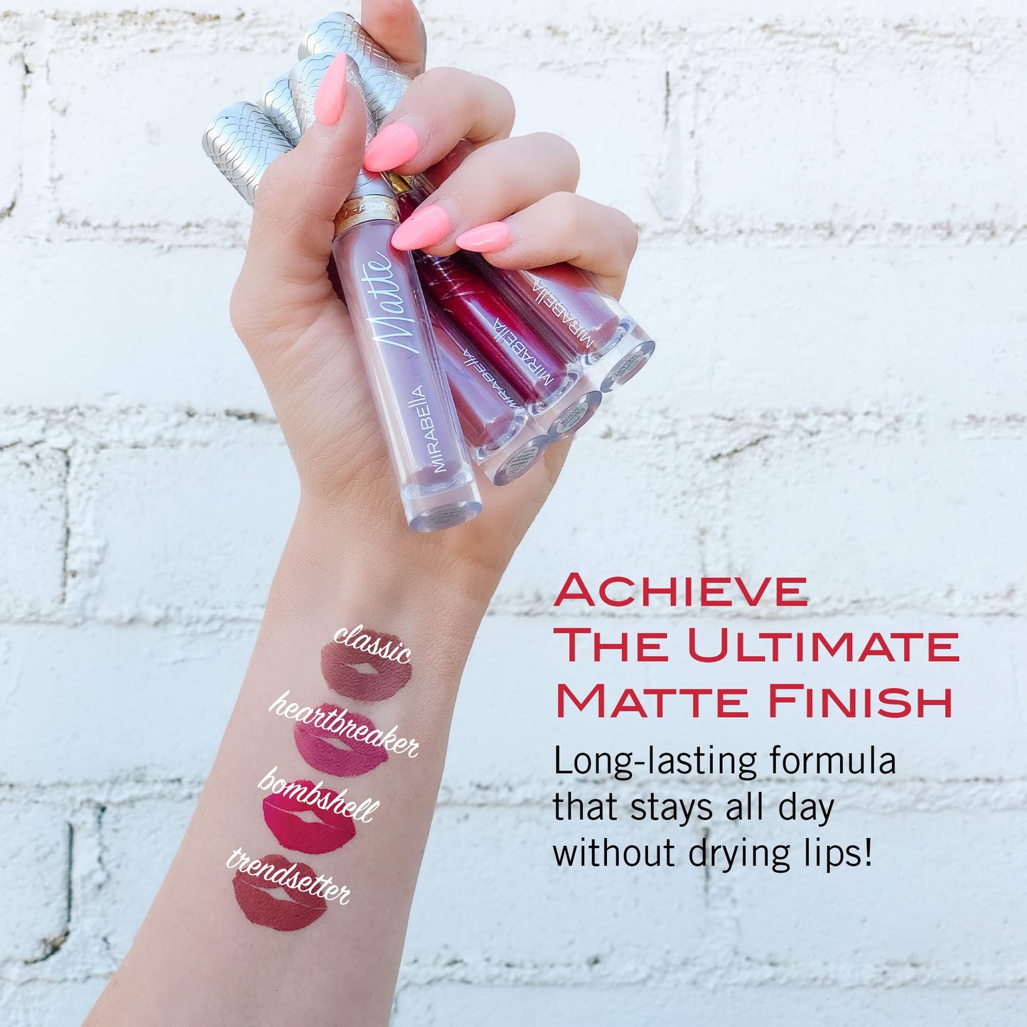 Mirabella Luxe Advanced Formula Matte Lip Gloss, Richly Pigmented Long-Wear and Full-Coverage Liquid Lipstick, Matte Lipstick for Women Stays Put and Beauty & Personal Care Mirabella