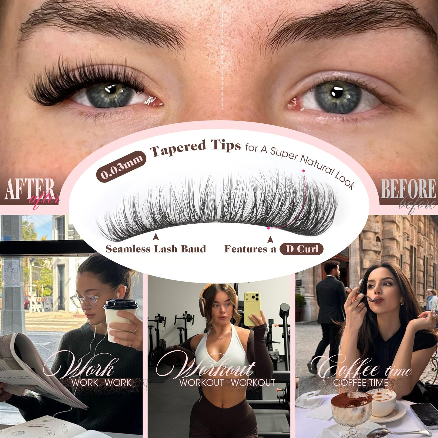 Wispy Lash Clusters Natural Eyelash Clusters 10-16MM Wispy Cluster Eyelash Extensions D Curl Fluffy Lash Extensions Individual Cluster Lashes 168Pcs Beauty and Personal Care JIMIRE