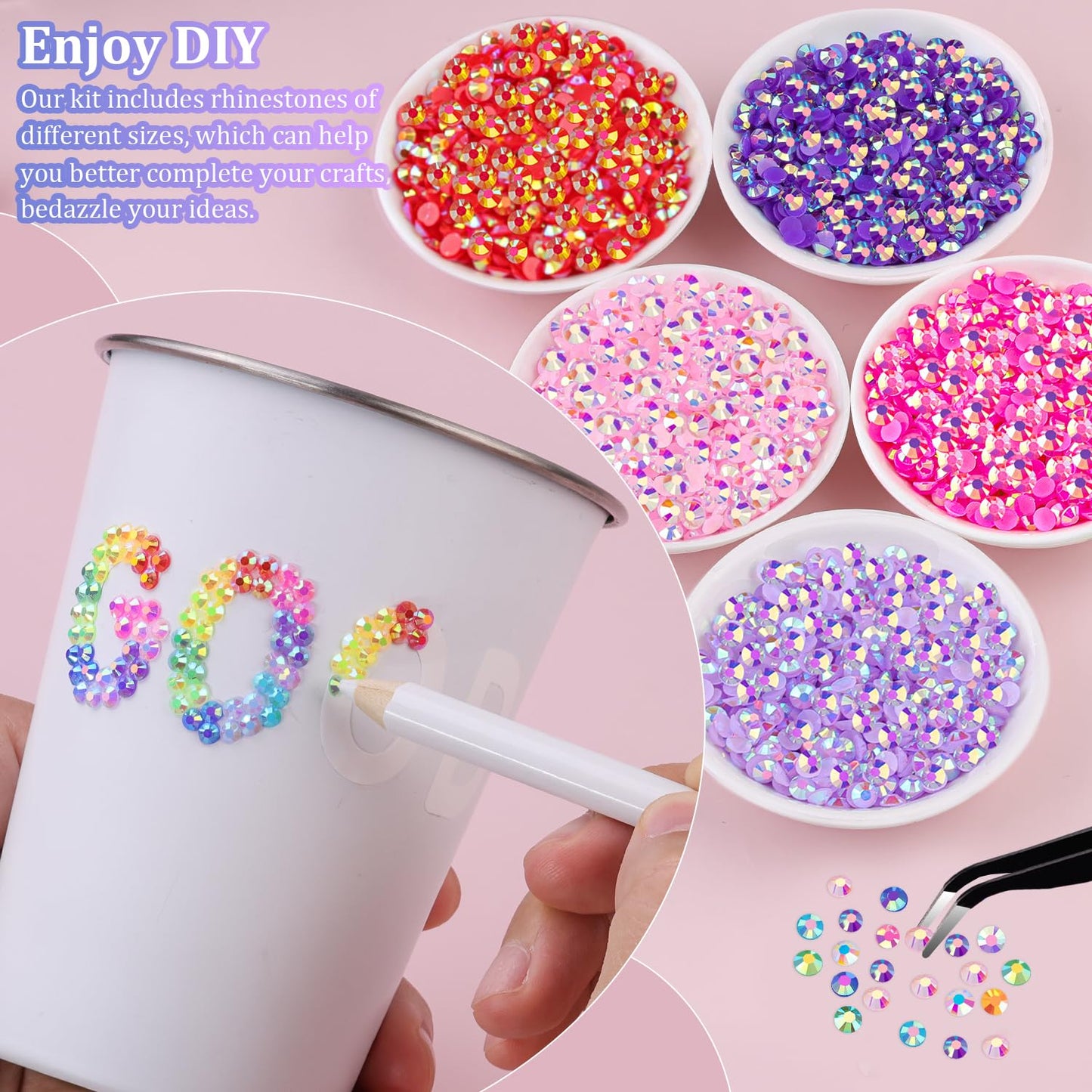 5200Pcs Resin Jelly Rhinestones for Crafting, Mixed-Color 5mm Flatback Gems, Bedazzling Crystal with 3Pcs 10ml B7000 Jewelry Glue for DIY Crafts Beauty and Personal Care TINKRSTUFF