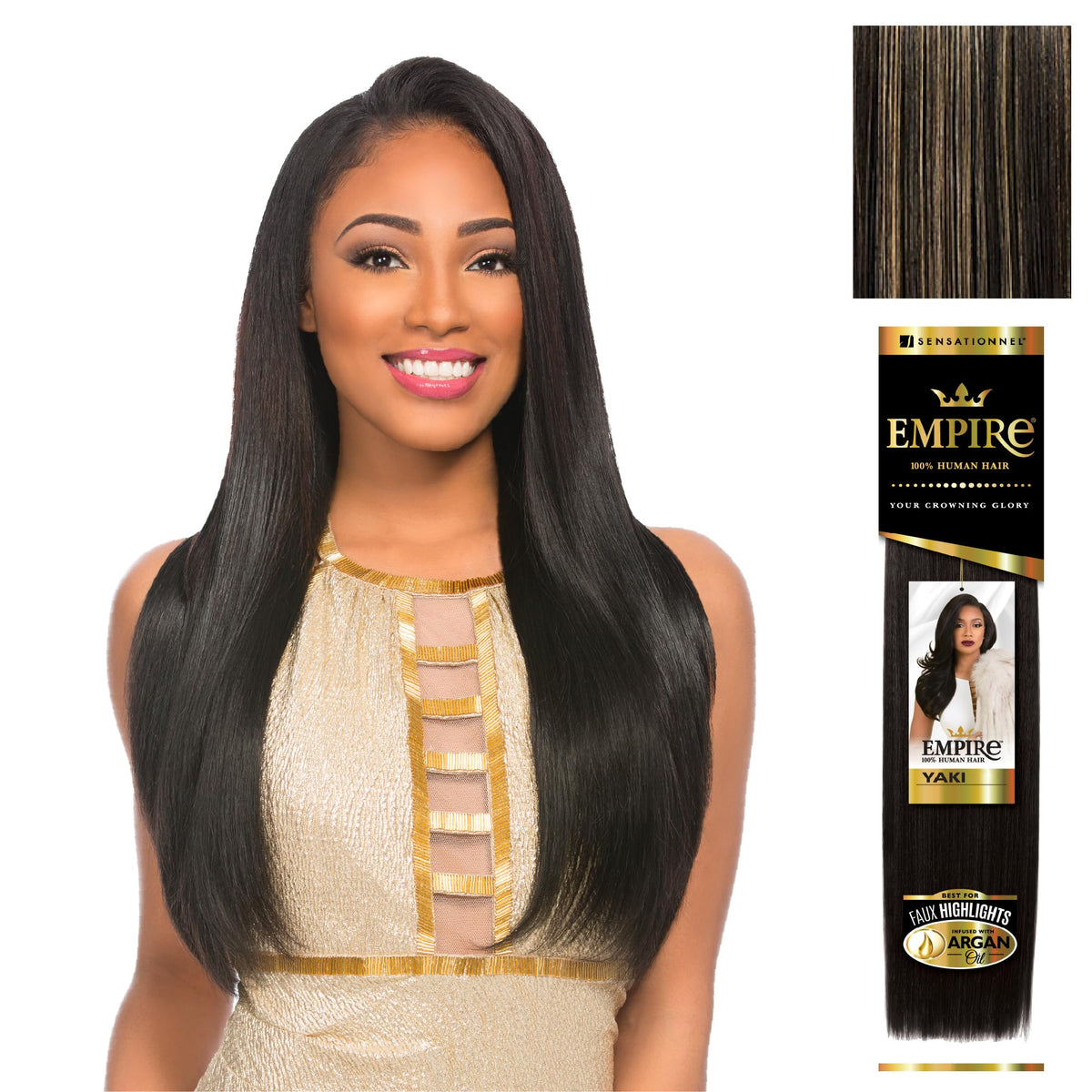 Sensationnel Empire Yaki Human Hair,1 Pack 10 inch, S1B/27