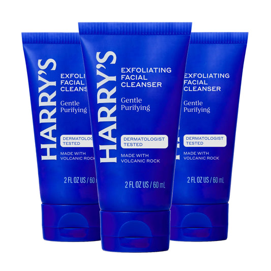 Harry's Exfoliating Face Wash for Men, Gentle Facial Skin Care Products with Volcanic Rock Exfoliant, 2 Fl. Oz, Pack of 3 (Trial and Travel Size) TSA Beauty and Personal Care Harry's Default Title