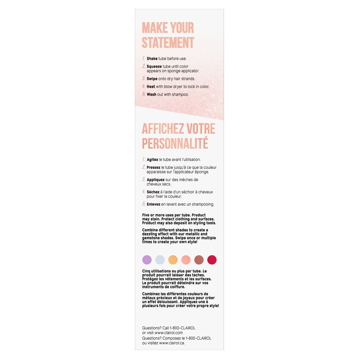 Clairol Color Crave Temporary Hair Color Makeup, Shimmering Rose Gold Hair Color, 1 Count Beauty & Personal Care Clairol